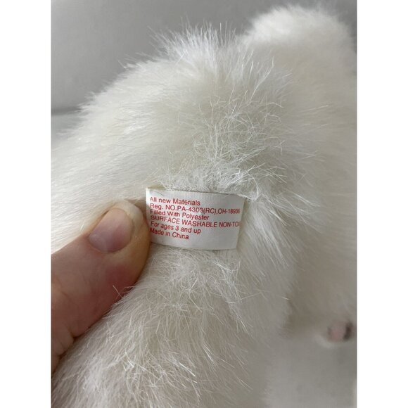 Vintage PBC International Teddy Bear Stuffed Plush White 18” Jointed Pink Paws - Picture 9 of 9